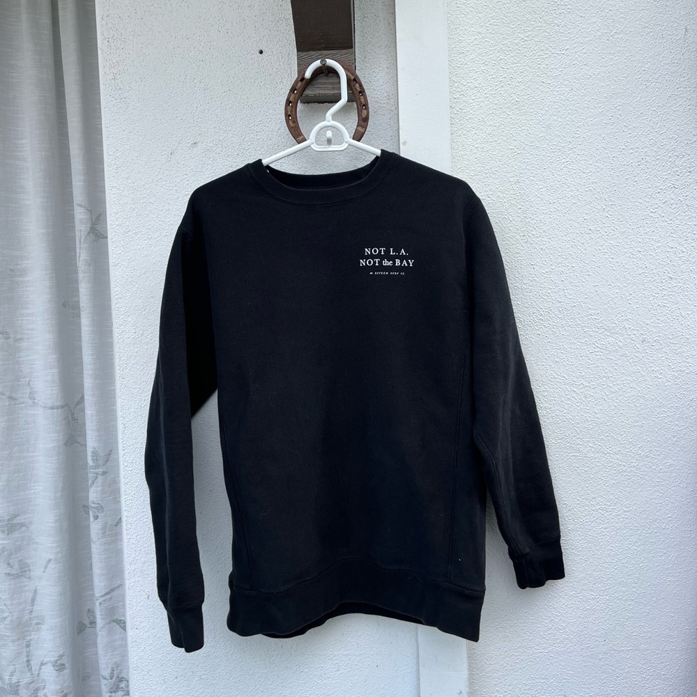 Men's Black Esteem Surf Sweater Crewneck LA Not The Bay (Medium)